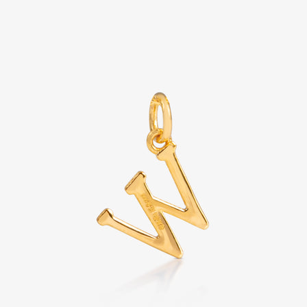 24K Gold Monogram Pendant- Letter W