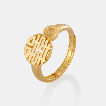 24K Gold Double Happiness Ring