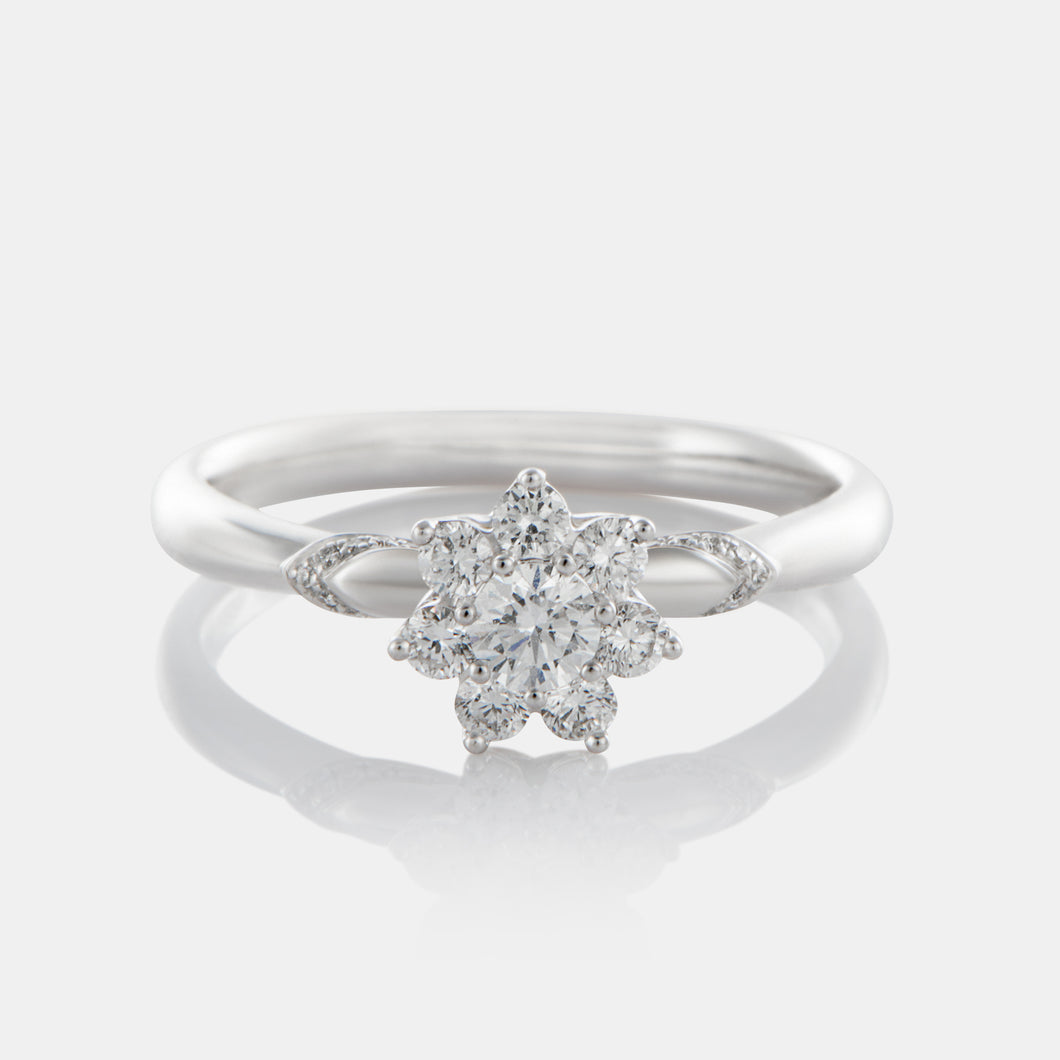 18K White Gold Diamond Peony Ring