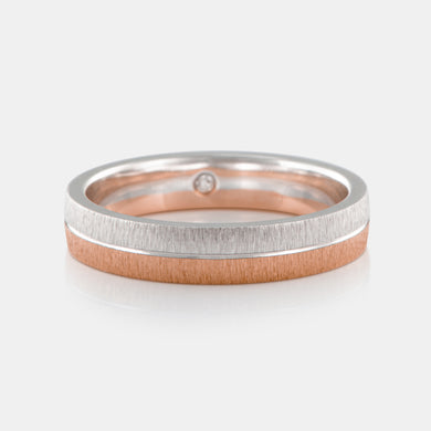 18K Two-Tone Brushed Wedding Band