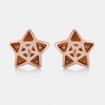 18K Rose Gold Diamond Lucky Star Earrings