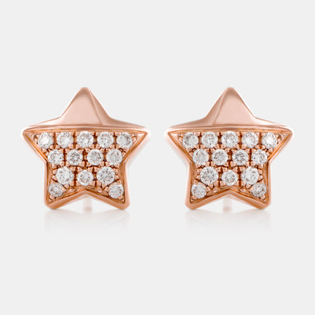 18K Rose Gold Diamond Lucky Star Earrings