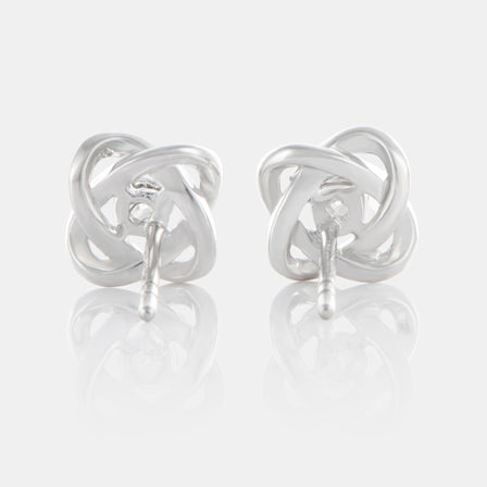 18K White Gold Diamond Knot Earrings