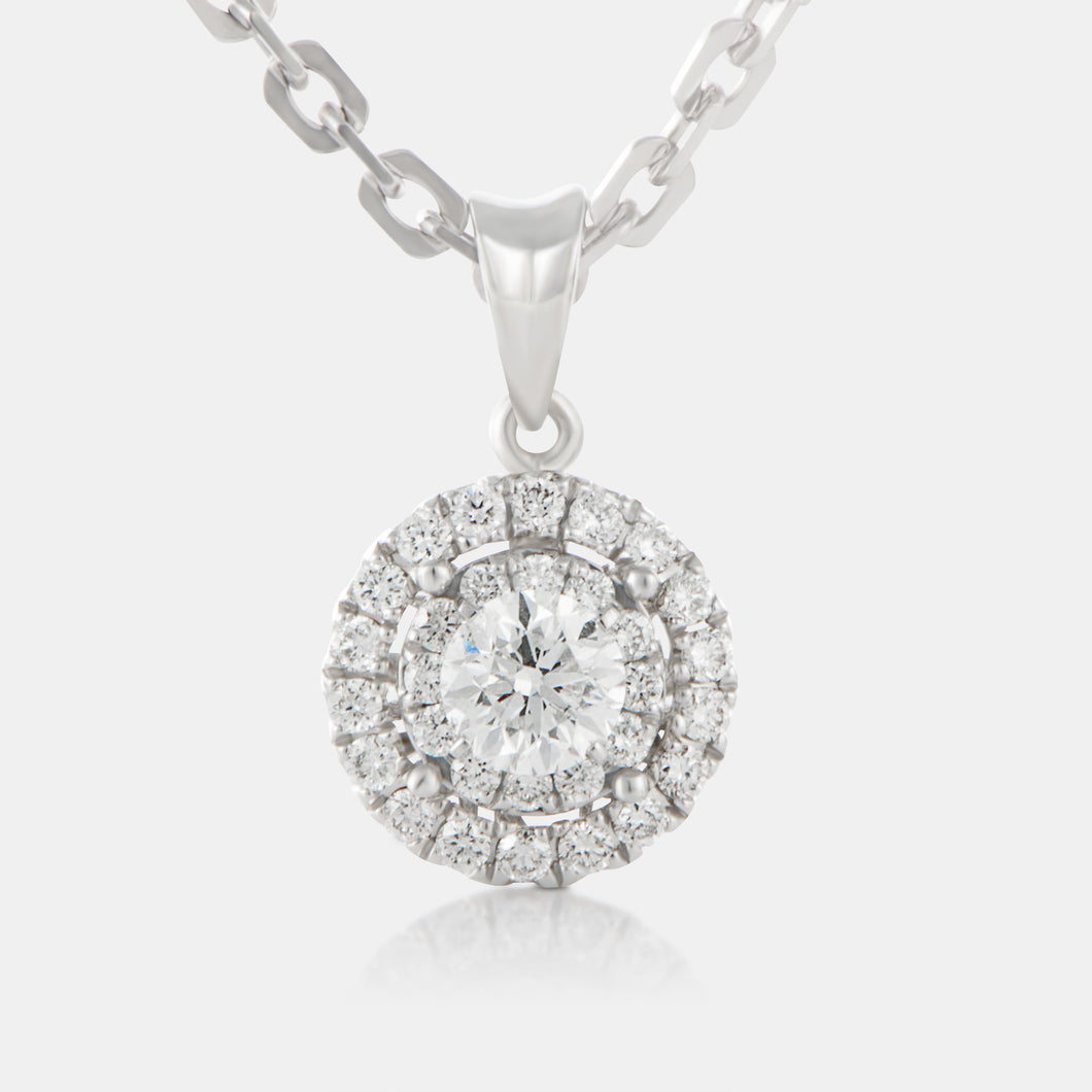 Round Brilliant Diamond Halo Pendant