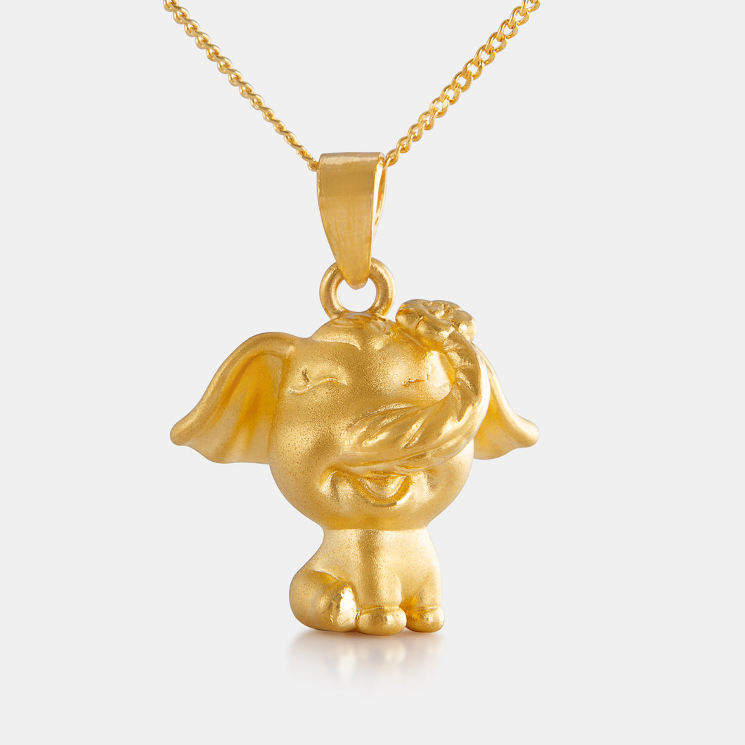 24K Gold Baby Elephant Pendant
