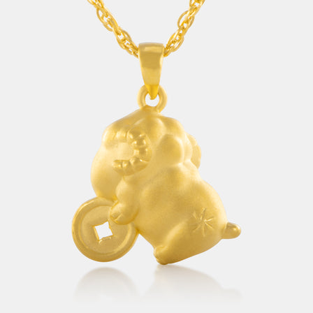 24K Gold Zodiac Sheep Pendant