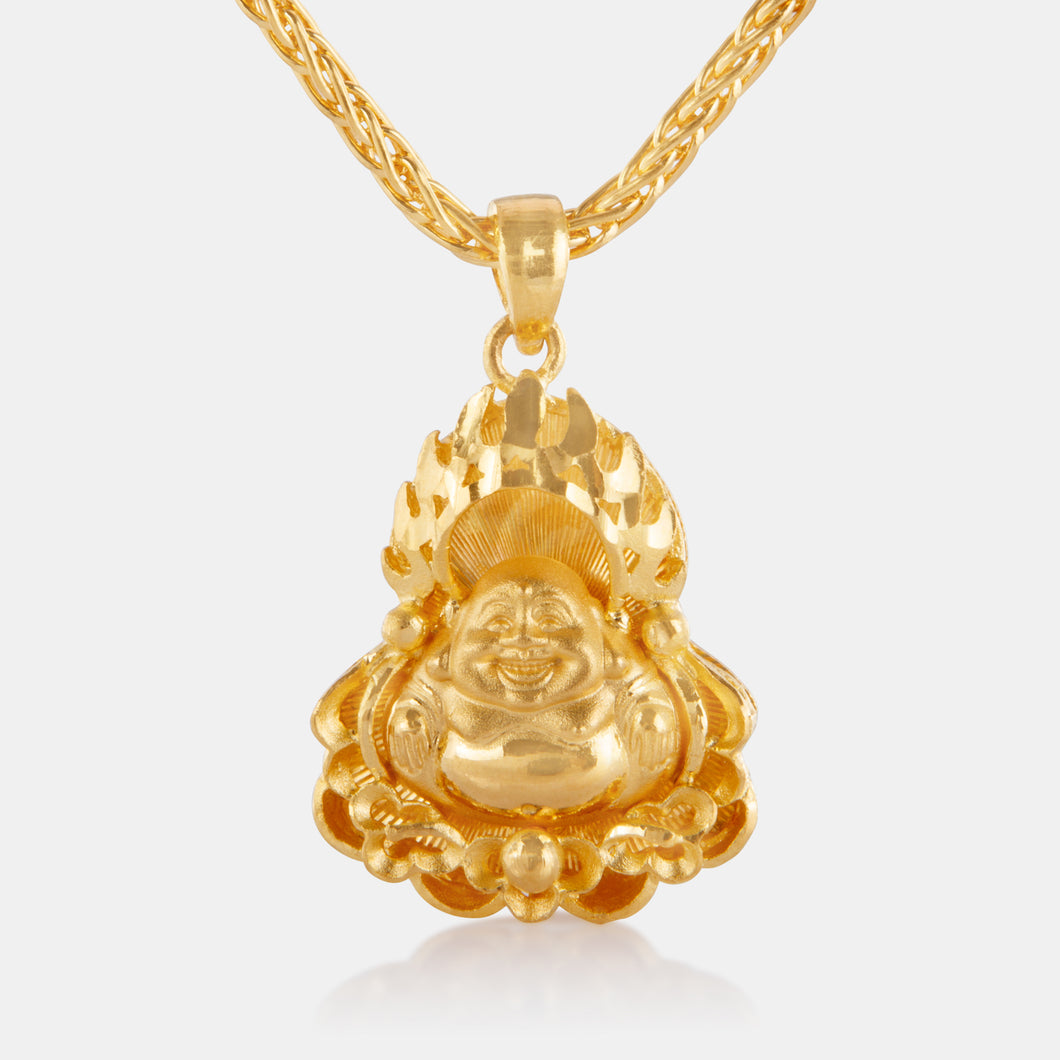 Sajayea 24K Gold Plated Laughing Buddha Necklace Religious Pendant Lucky  Amulet Protection Fengshui Jewelry | Amazon.com