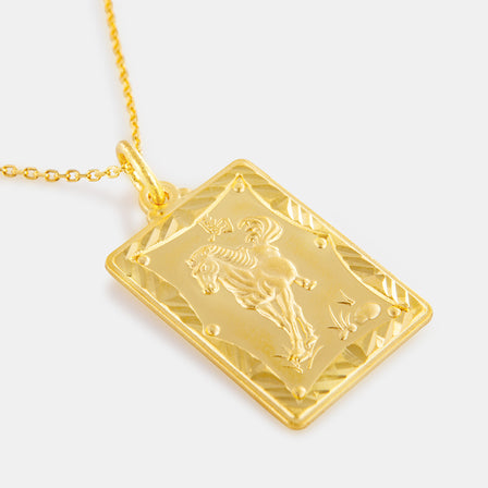 24K Gold Zodiac Horse Tag Pendant