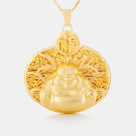 24K Gold Happy Buddha Pendant