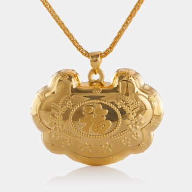 24K Gold Blessing Baby Lock Pendant