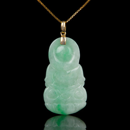 Jadeite and 18K Gold Guanyin Pendant