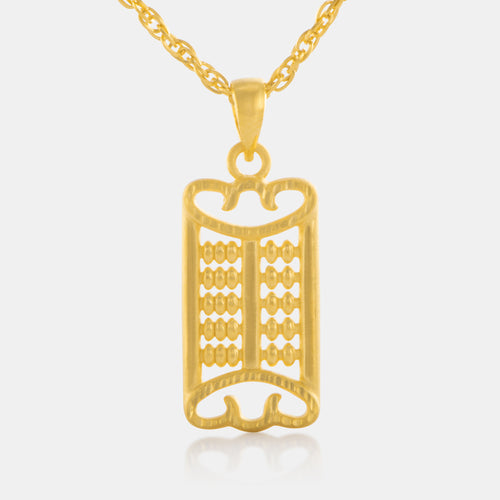 24K Gold Abacus Pendant (金吊坠) by Lao Feng Xiang, featuring intricate 3D craftsmanship.