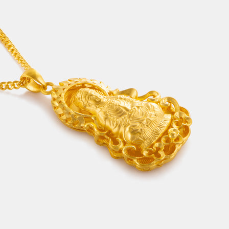 24K Gold Medium Guan Yin Pendant