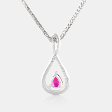 18K White Gold Pear Ruby and Diamond Pendant