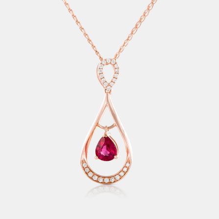 Teardop Pear Ruby and Diamond Pendant