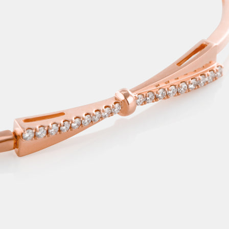 18K Rose Gold Diamond Bow Bar Bracelet