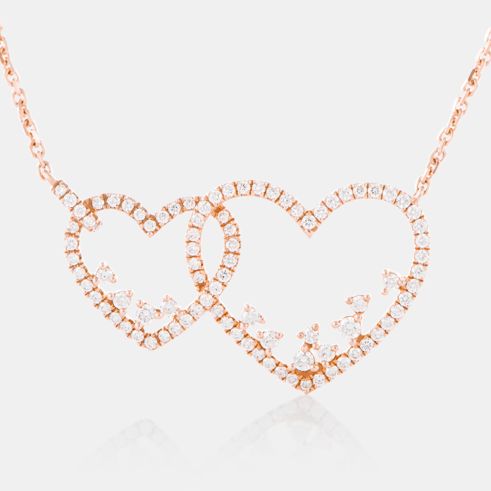 18K Rose Gold Diamond Interlocking Hearts Necklace - Daily Dose