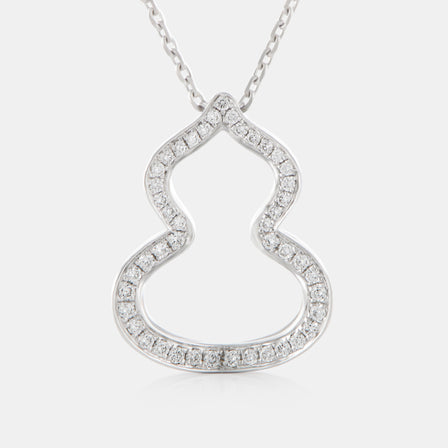 18K White Gold Large Diamond Hulu Necklace