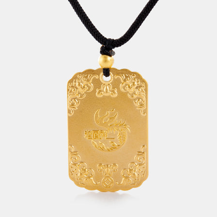 24K Antique Gold Rat Tag Necklace