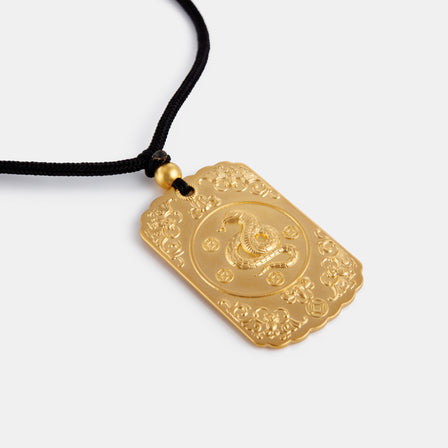 24K Antique Gold Snake Tag Snake Necklace