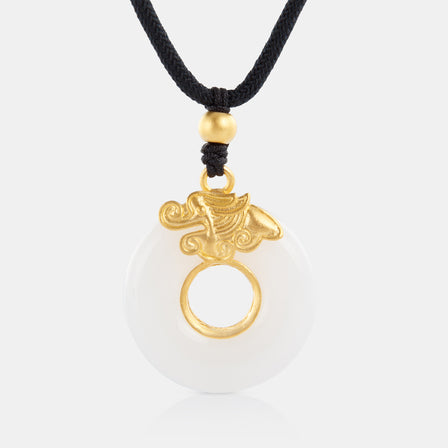 Reimagining The Traditional Nephrite and 24K Antique Gold Dragon Necklace