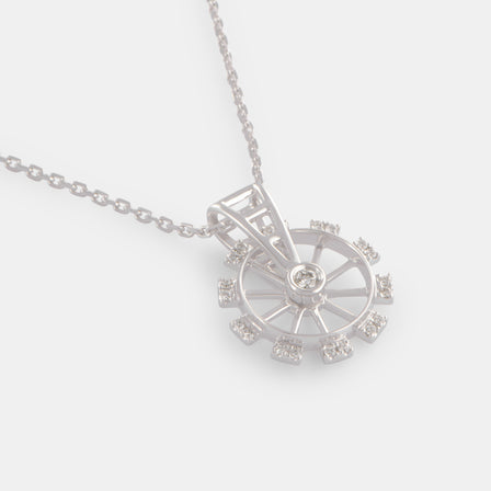 18K White Gold Diamond Ferris Wheel Necklace