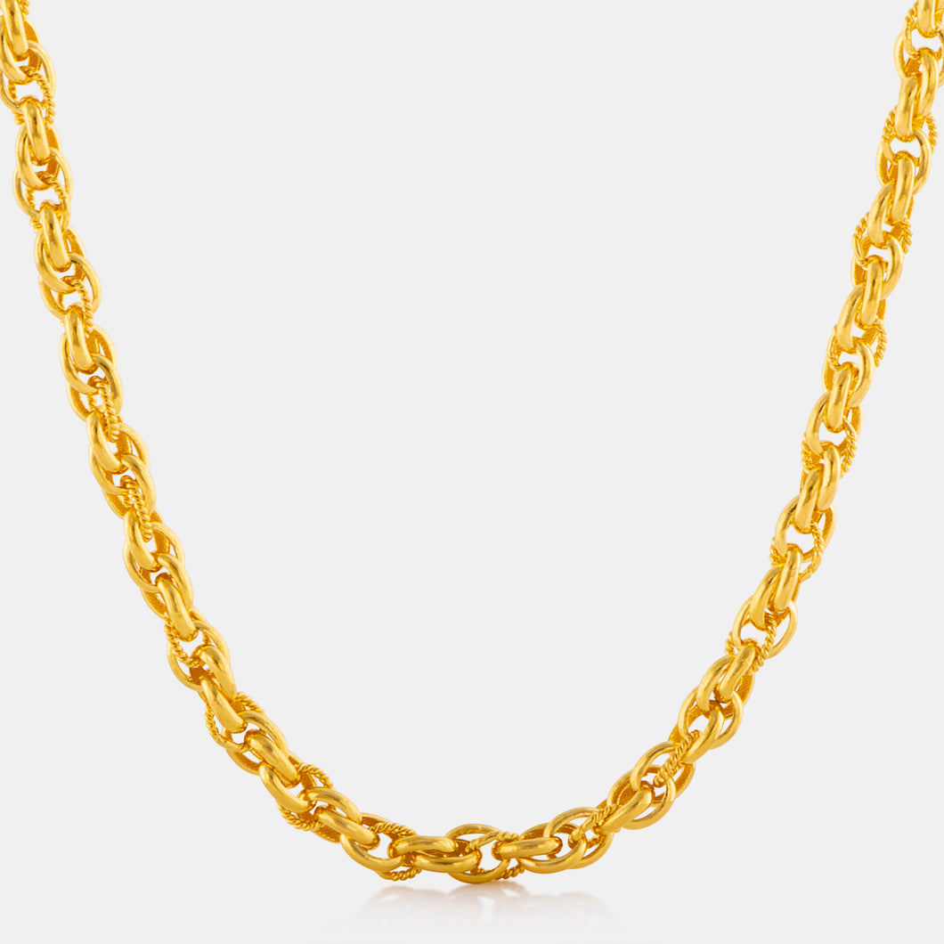24K Gold Wheat Link Necklace