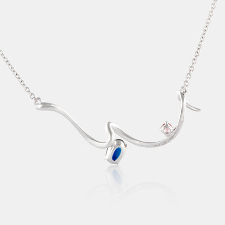 Curved Bar Sapphire and Tourmaline Diamond Necklace