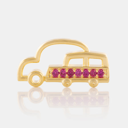 Crystal Car Brooch with Yellow Gold Plating