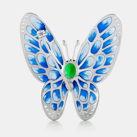 Enamel Butterfly Brooch with Sterling Silver