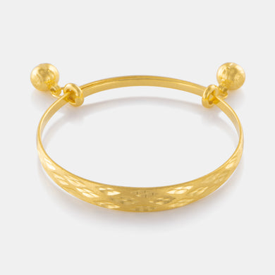 24K Gold Wide Pattern Baby Bangle