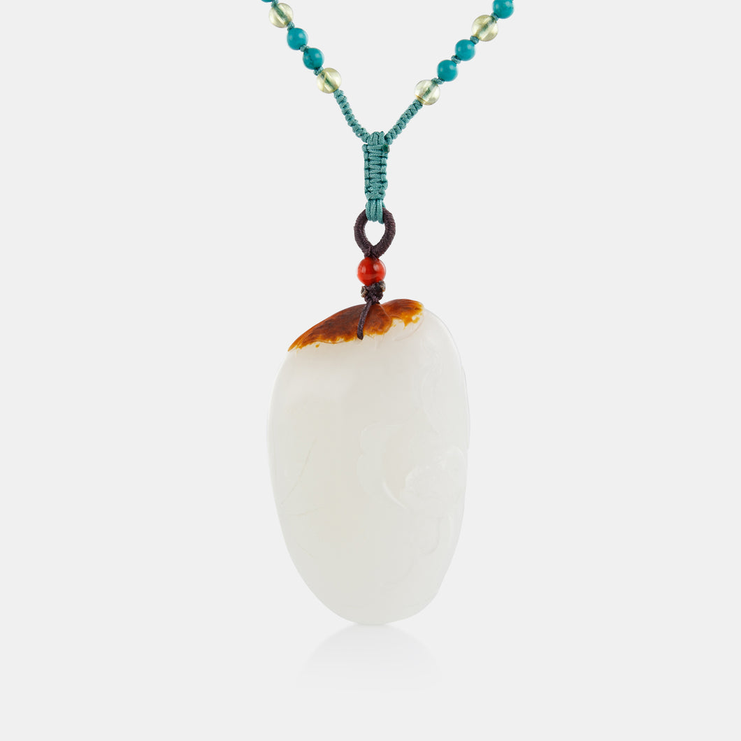 Hand-Carved Nephrite With Brown Skin Pendant