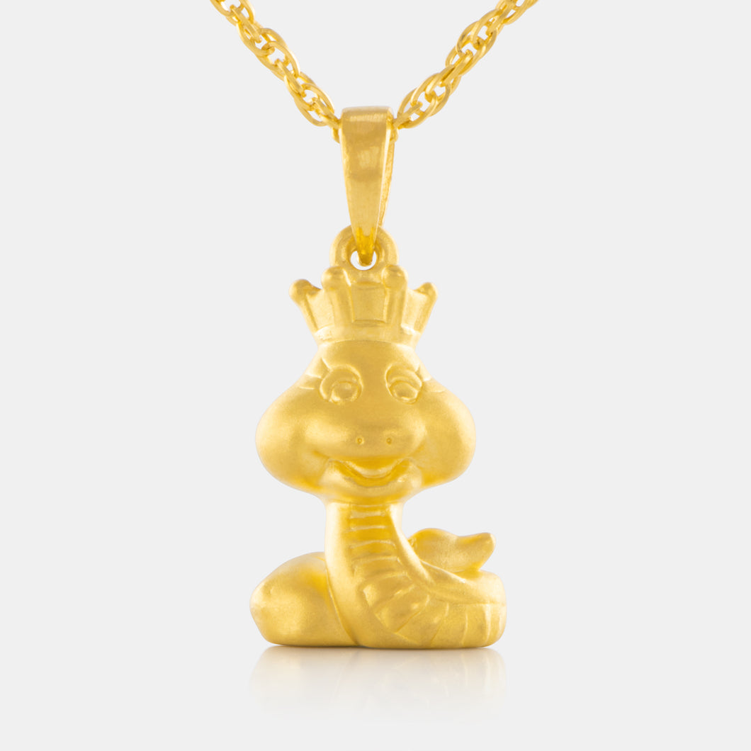 24K Gold Zodiac Snake Pendant