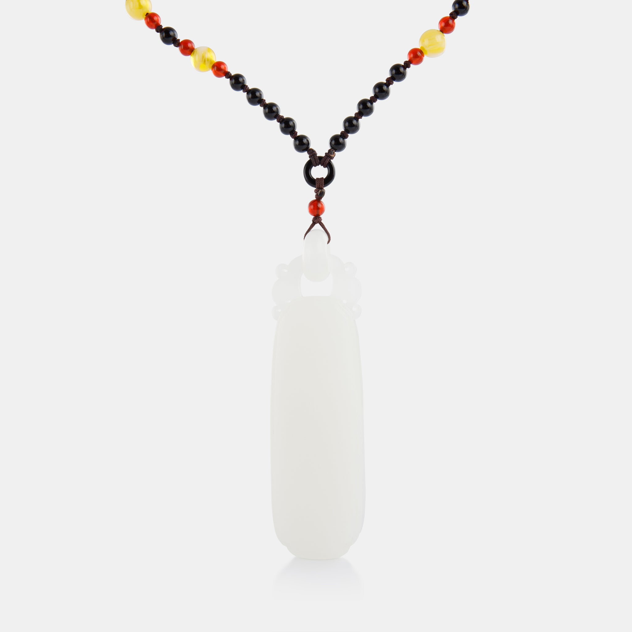 Hand-Carved Nephrite Pendant （和田玉白玉平安无事牌） – Lao Feng