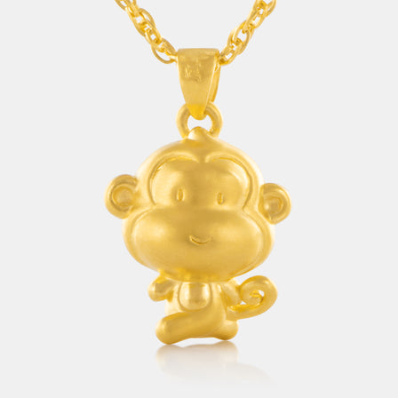 24K Gold Zodiac Monkey Pendant