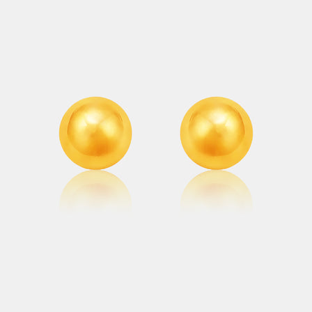 24K Gold Smooth Ball Stud Earrings