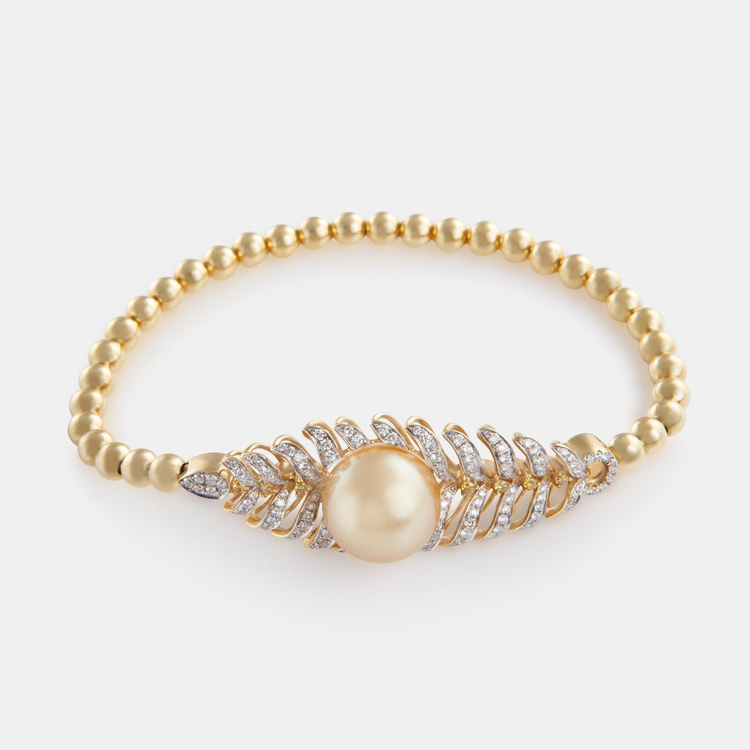 Golden Pearl and Diamond Bracelet