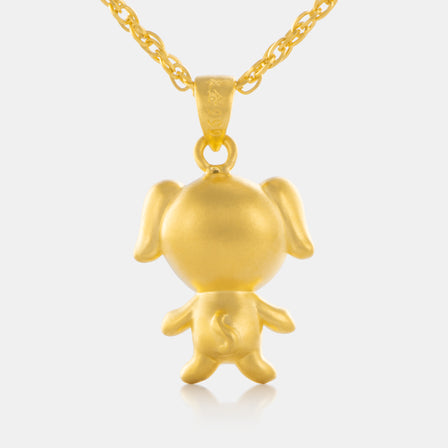 24K Gold Zodiac Dog Pendant
