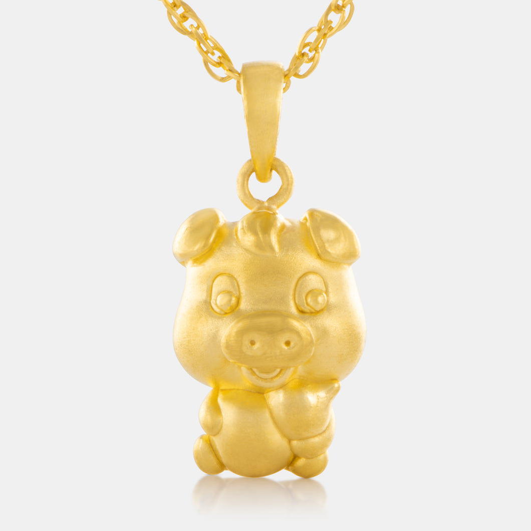 24K Gold Zodiac Pig Pendant