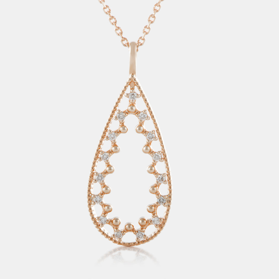 18K Rose Gold Diamond Teardrop Necklace