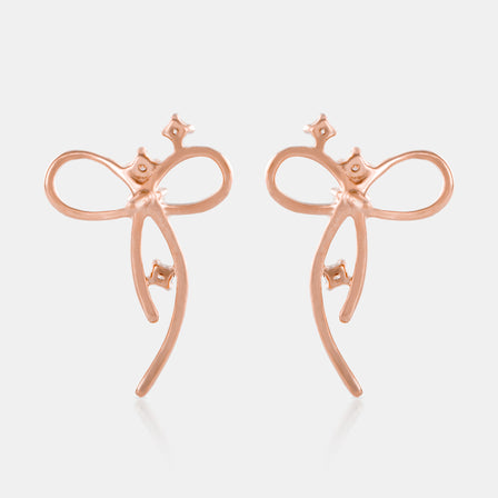 18K Rose Gold Diamond Bow Stud Earrings