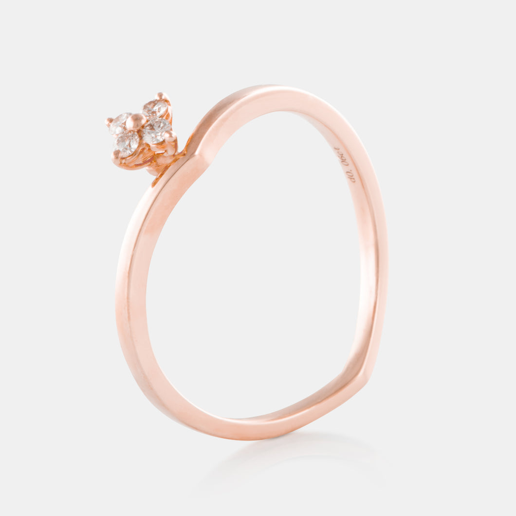 18K Rose Gold Diamond Mini Flower Ring