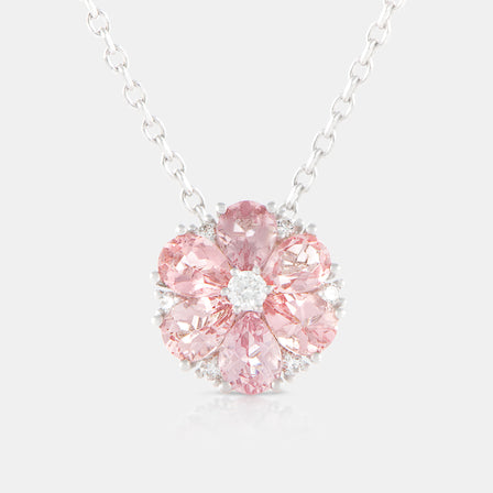 Royal Jewelry Box Pink Tourmaline and Diamond Bloom Necklace