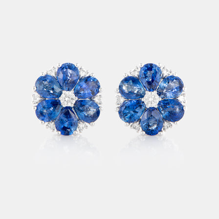 Royal Jewelry Box Sapphire and Diamond Bloom Earrings