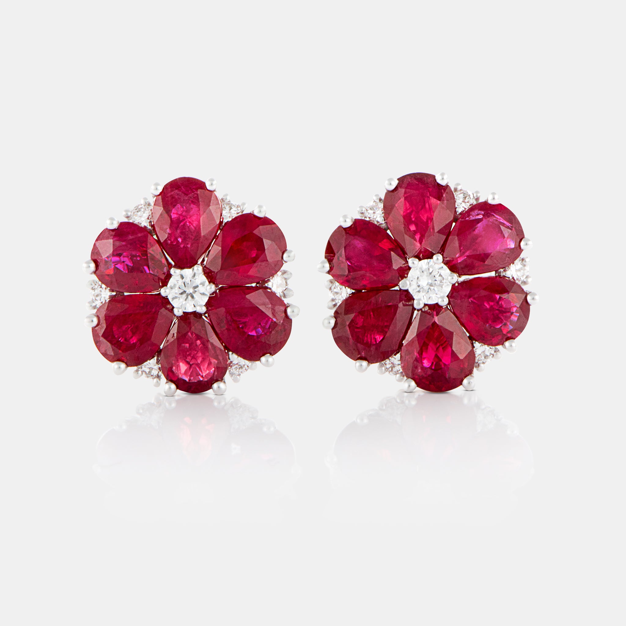 Royal Jewelry Box Ruby and Diamond Bloom Earrings