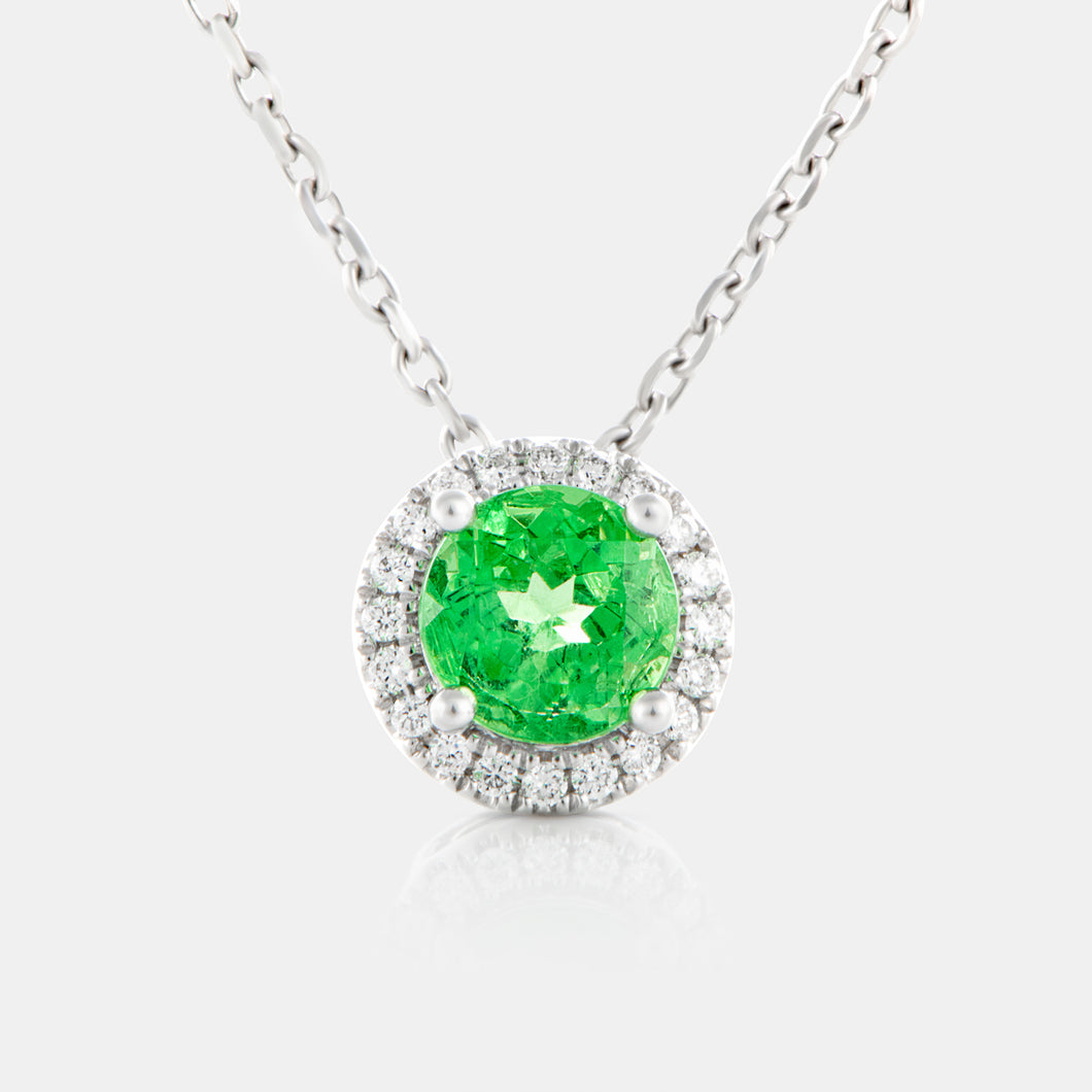Royal Jewelry Box Garnet and Diamond Halo Necklace