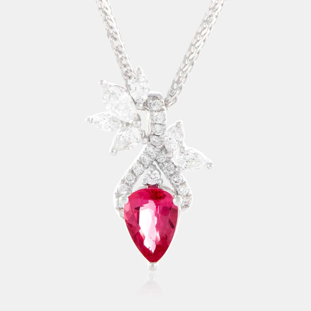 Royal Jewelry Box Ruby and Diamond Petal Pendant