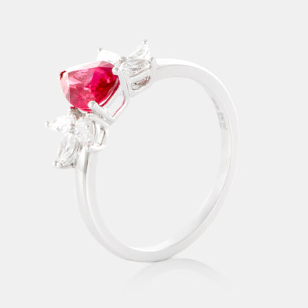 Royal Jewelry Box Ruby and Diamond Petal Ring