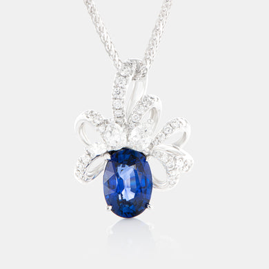 Royal Jewelry Box Sapphire and Diamond Ribbon Pendant
