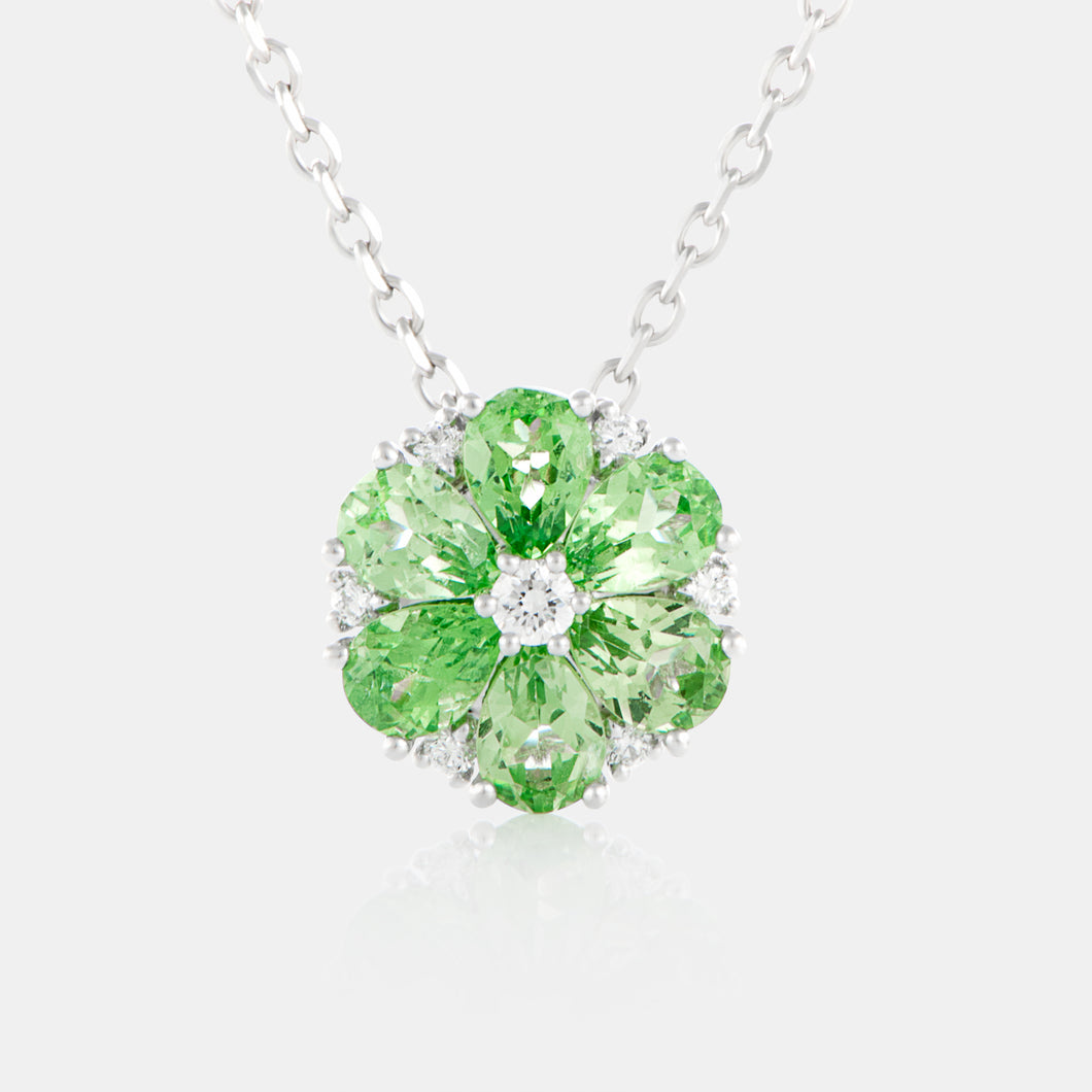 Royal Jewelry Box Garnet and Diamond Bloom Necklace